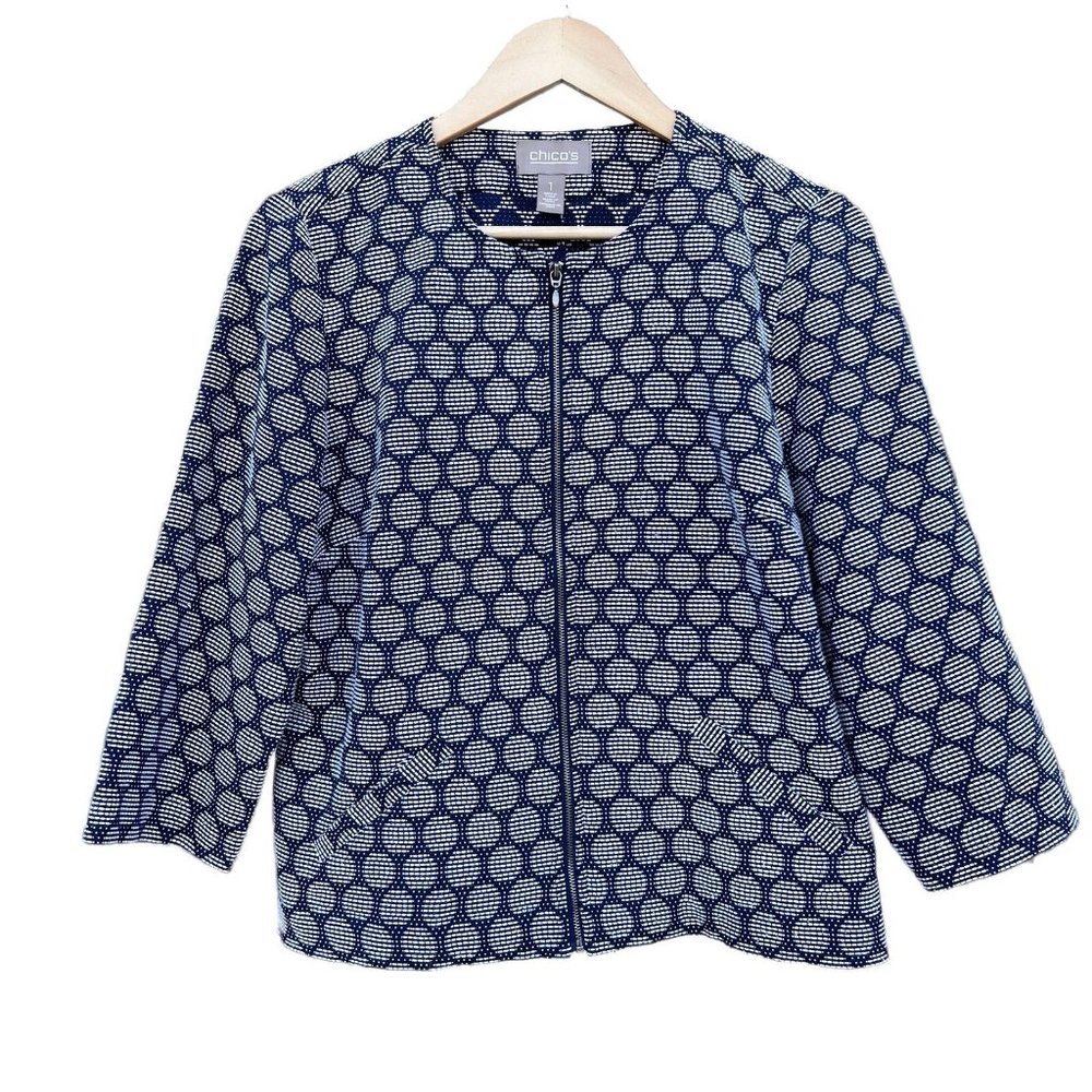 Chico's Blazer Blue Lightweight Size 1 Medium